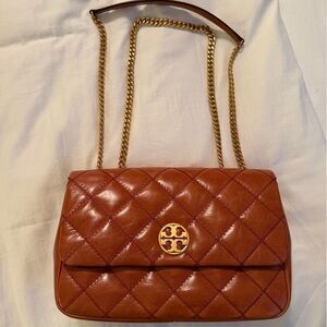 Tory Burch Willa Collection GLAZED Shoulder Bag Dark Whiskey NEVER WORN